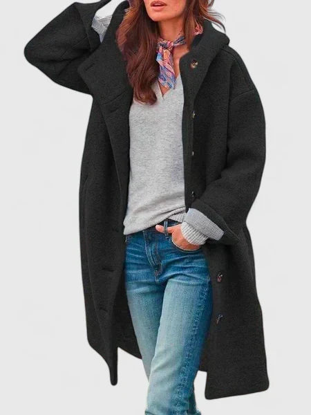 Gloria | Hooded Button Wool Coat