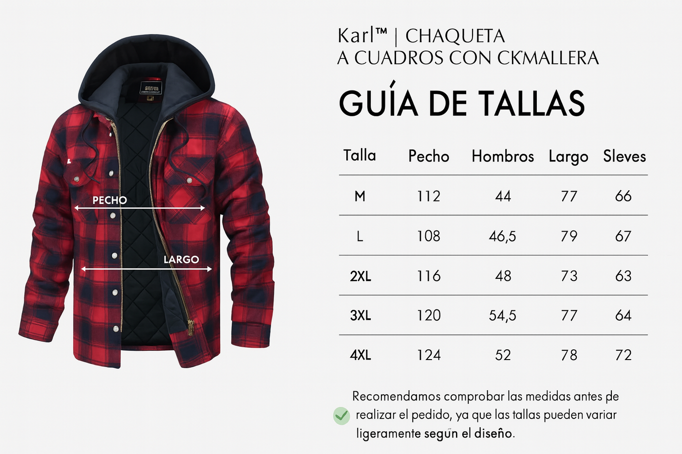 🇪🇸 Karl™ | Chaqueta a Cuadros con Cremallera