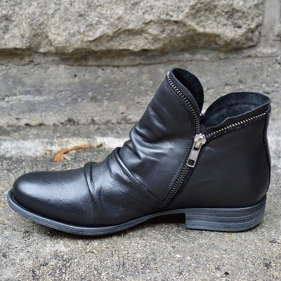 Lydia | Side-Zip Leather Ankle Boots