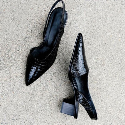 Adele | Croc-Embossed Slingback Heels