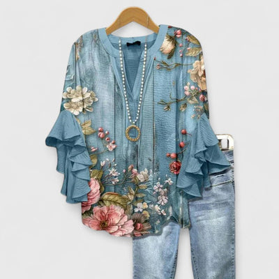 Lorraine | Ruffle Sleeve Floral Blouse