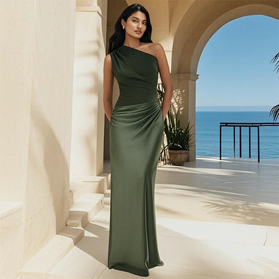 Selene | One-Shoulder Satin Gown