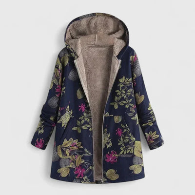 Floral Haven | Cozy Sherpa-Lined Hooded Coat