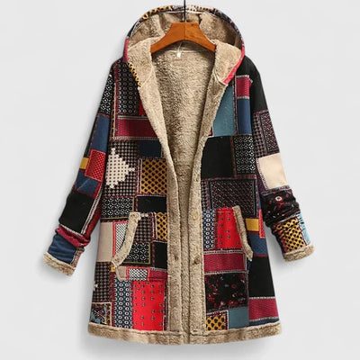 Floral Haven | Cozy Sherpa-Lined Hooded Coat