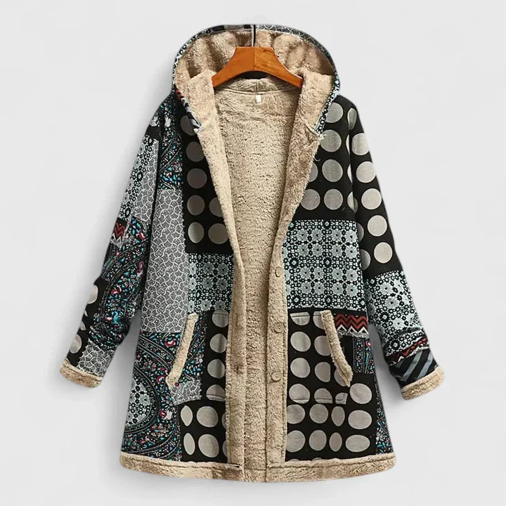 Floral Haven | Cozy Sherpa-Lined Hooded Coat