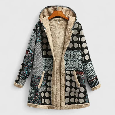 Floral Haven | Cozy Sherpa-Lined Hooded Coat