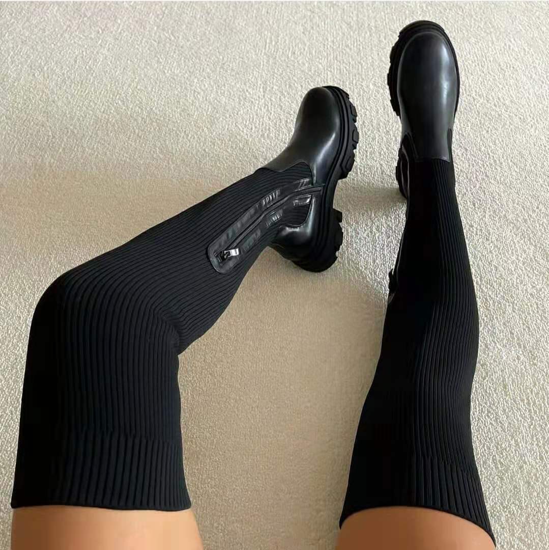 Bianca | Ribbed Over-the-Knee Zip Boots