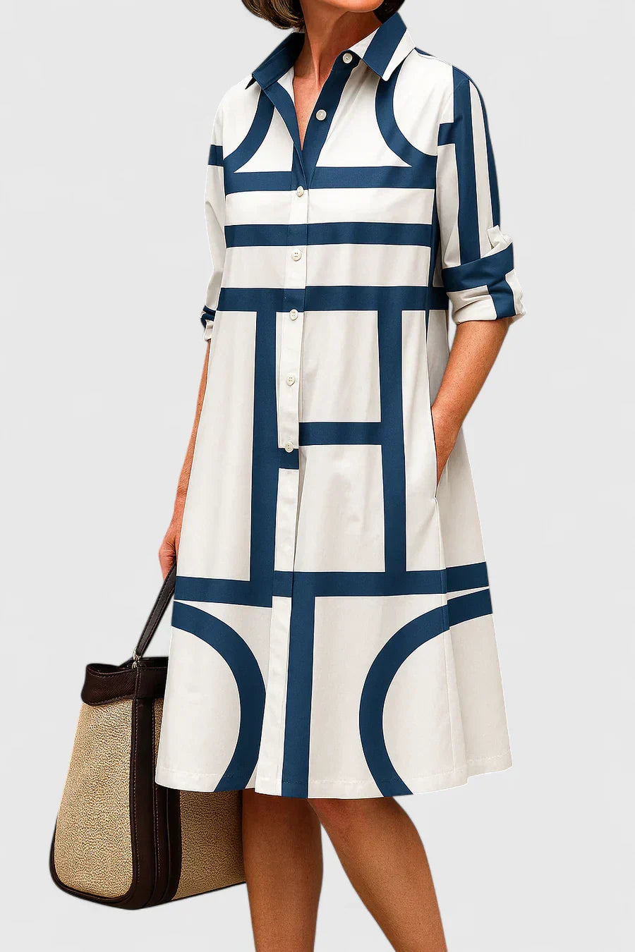 Helen | Geometric Shirt Dress