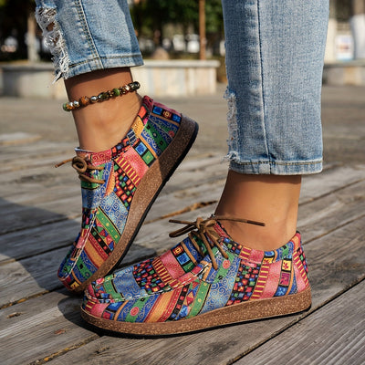 Maya | Boho Patchwork Lace-Up Shoes