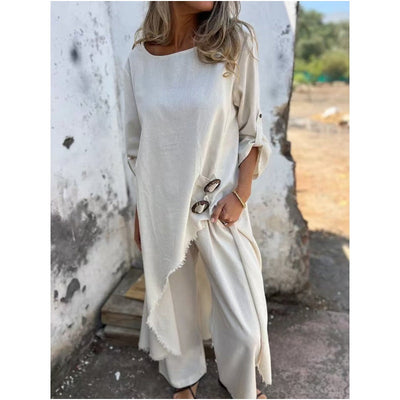 Estelle | Relaxed Button Detail Midi Dress