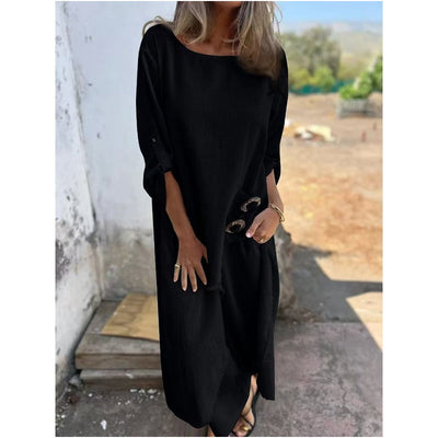 Estelle | Relaxed Button Detail Midi Dress